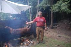 Karl with pig on a spit