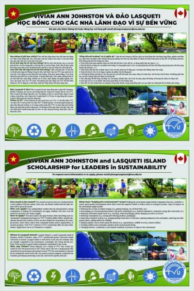 Poster for the Vivian Ann Johnston and Lasqueti Island Scholarship for Leaders in Sustainability Award