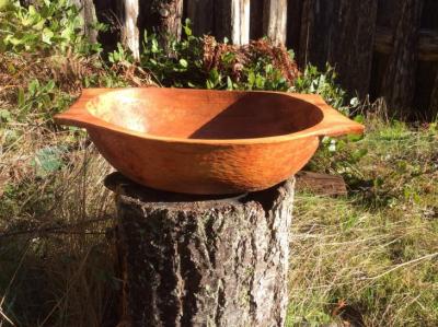 A  large Hand carved alder salad bowl.