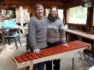 Rejeanne's newly built marimba - Don's workshop
