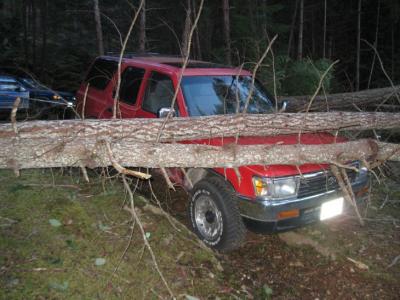 What happens when you move your truck to a "safe place" on Lasqueti!