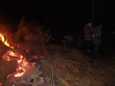 Keeping warm at the 2011 Solstice Bonfire at Morgan & Kathy's