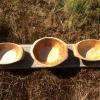 Assortment of salad bowls carved with adzes.