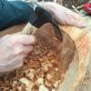 Carving an alder bowl with an adze